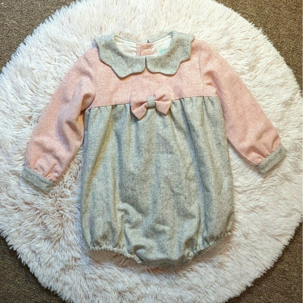 os estorninhos pink & grey Long-sleeved Romper OS EUC